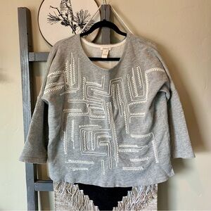 Sundance Pullover Women’s Quarter Sleeve Gray Size L  #314